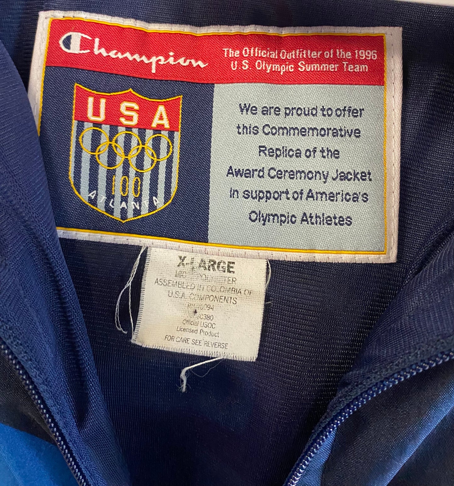 Vintage 1996 Champion USA Olympic Team Torch Ceremony Jacket- Sz XL