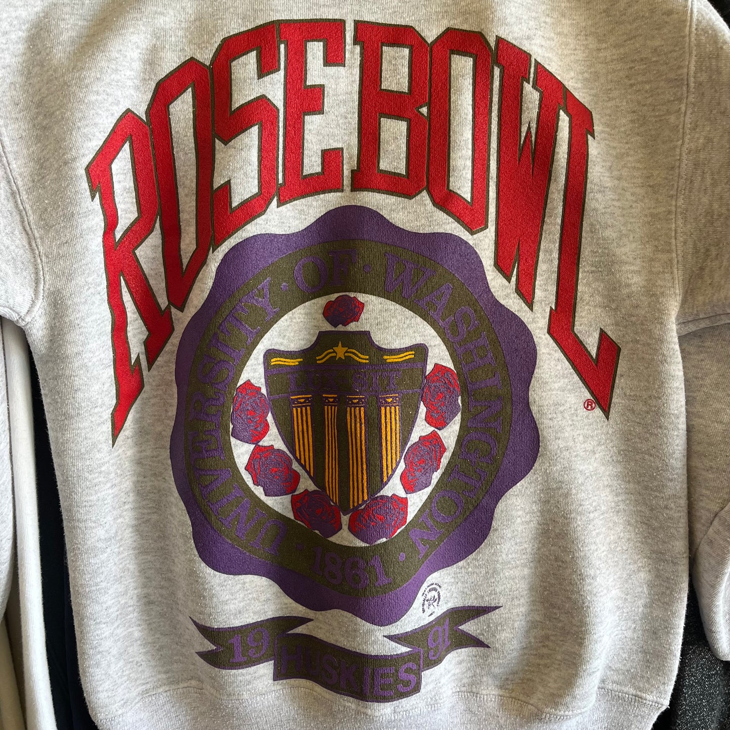 Rare Vintage Washington Huskies 1991 Rose Bowl National Champs Season Sweatshirt- Sz Sm