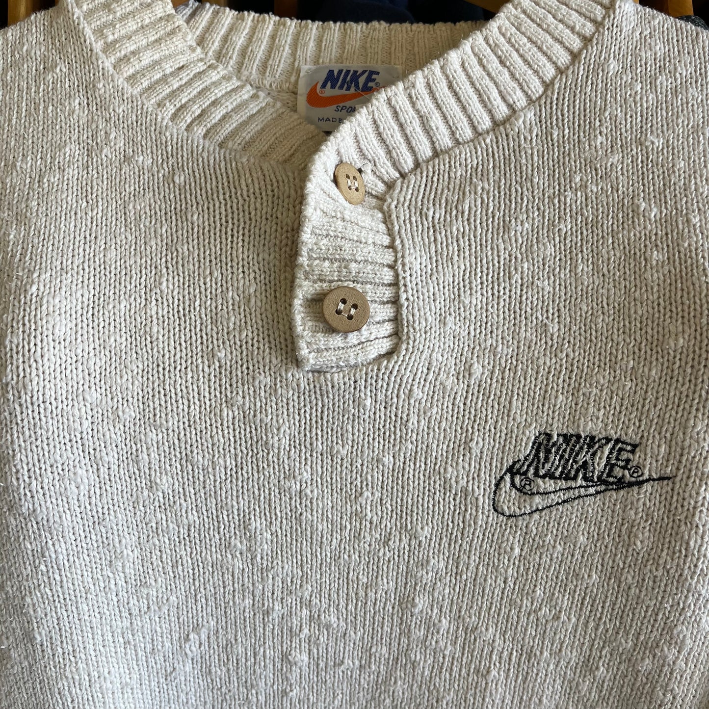 Vintage 1970’s Nike Henley Sweater- Sz Med