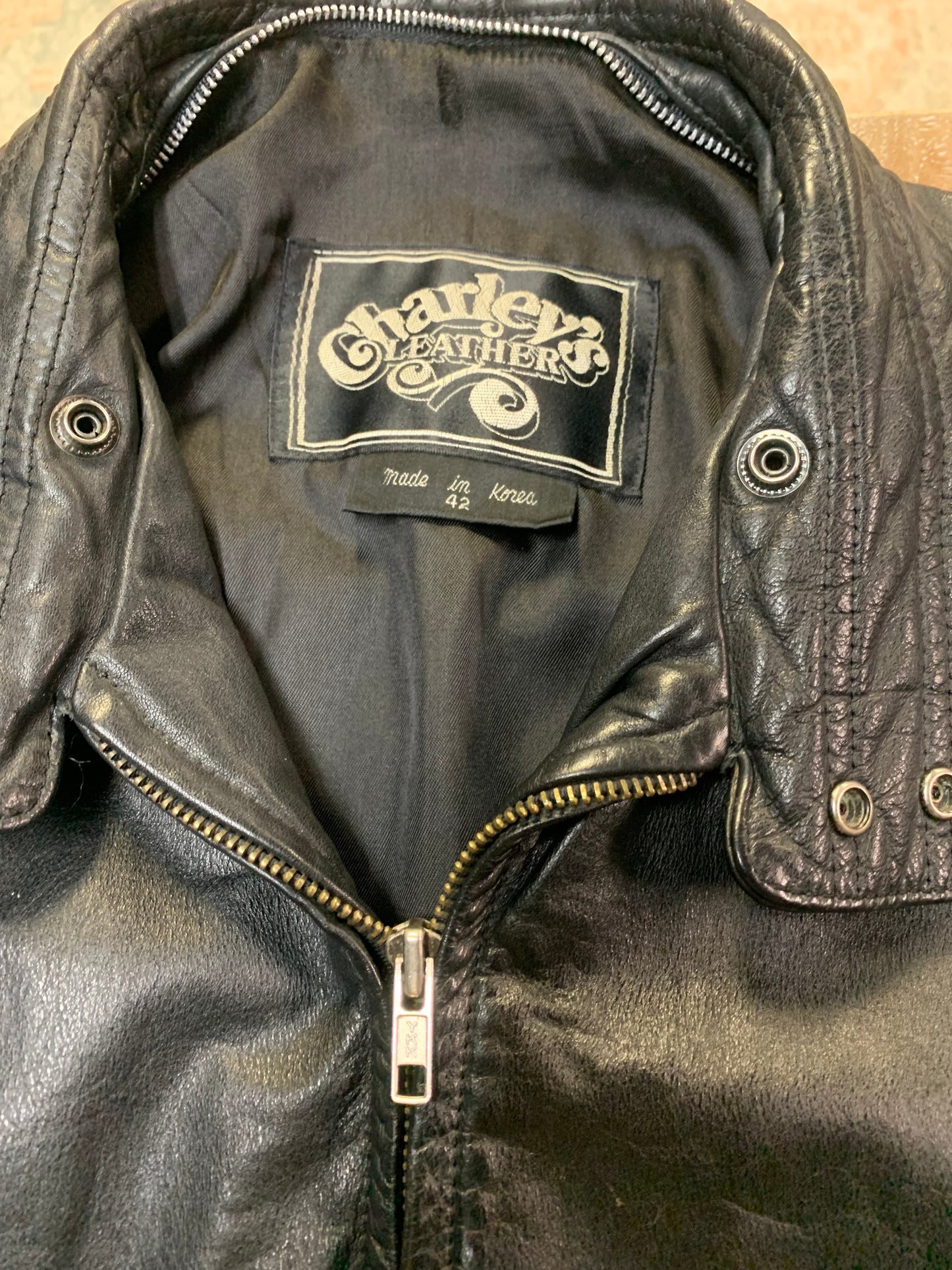 Vintage 80’s Leather Biker Jacket- Sz Med