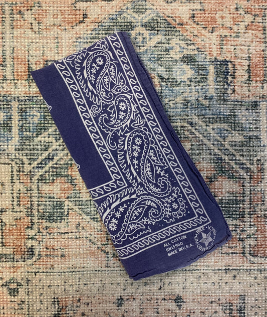 Vintage 70’s Indigo Blue Cotton Bandana