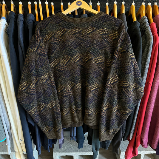 Vintage 90’s Patterned “Grandpa” Sweater- Sz Lg