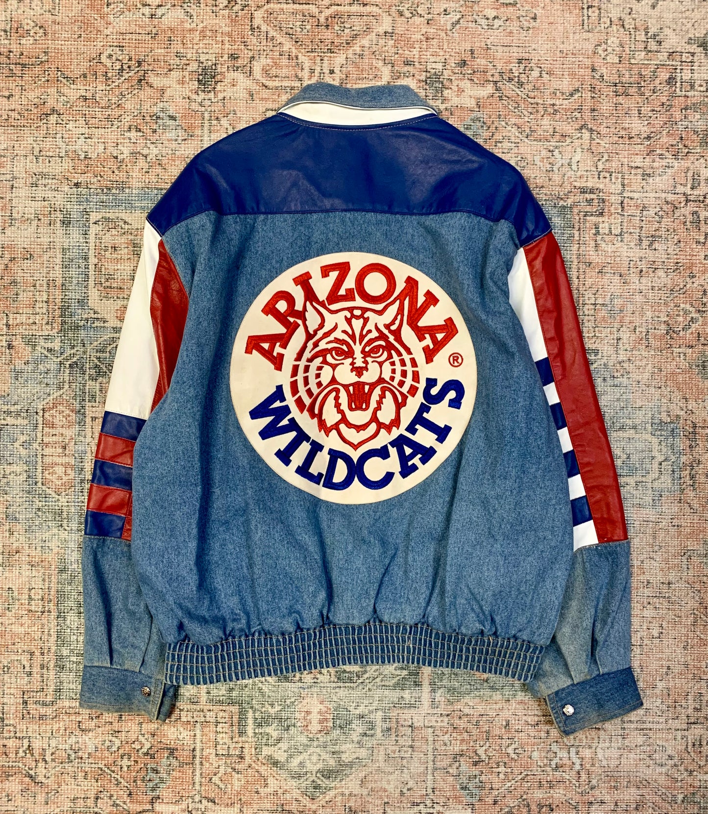 Vintage Designer Jeff Hamilton x Arizona Wildcats Denim & Leather Jacket- Sz XL