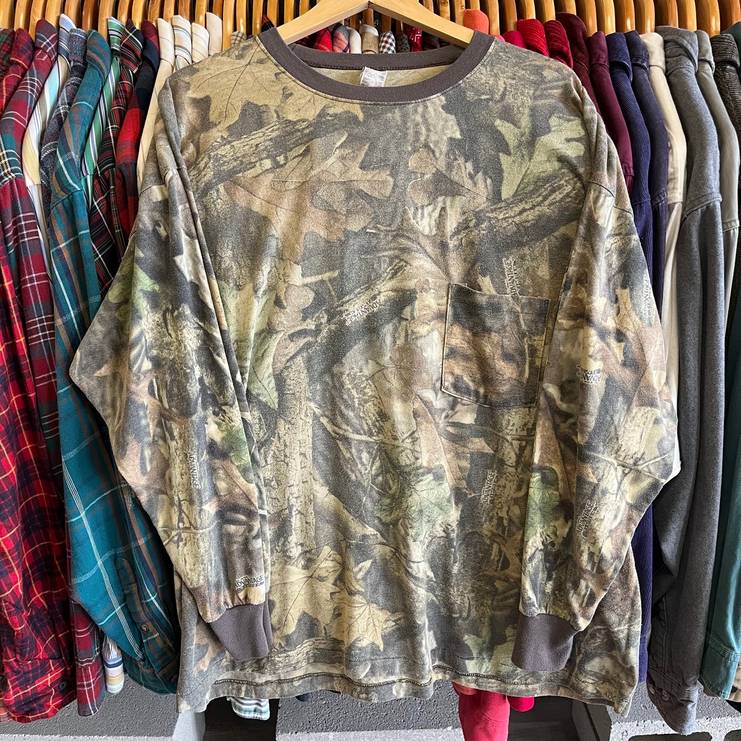 Vintage 80’s Camo Print Long Sleeve Hunting Tee- Sz XL