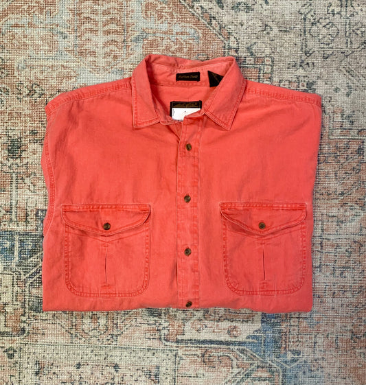 Vintage 90’s Eddie Bauer Salmon Color Twill Overshirt- Sz Med