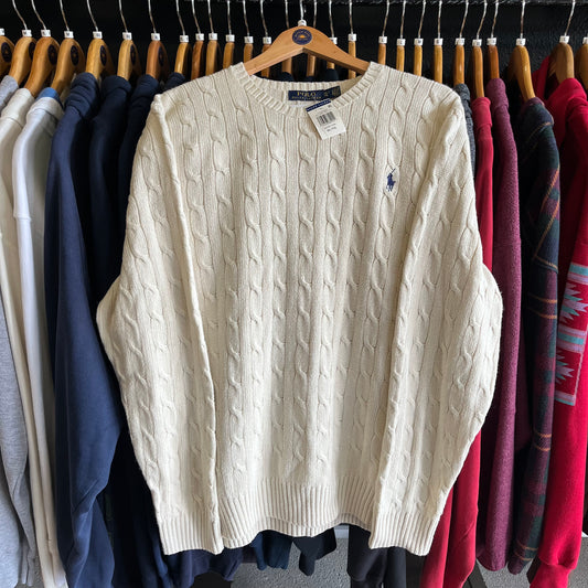 Unworn Vintage Polo Ralph Lauren 100% Silk Cable Knit Sweater- Sz XL