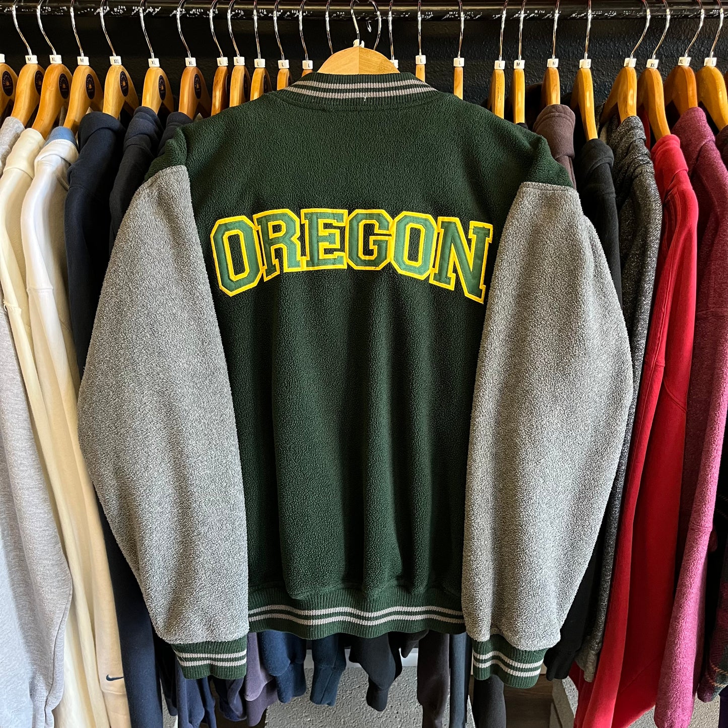 Vintage Oregon Ducks Fleece Bomber Jacket- Sz Med