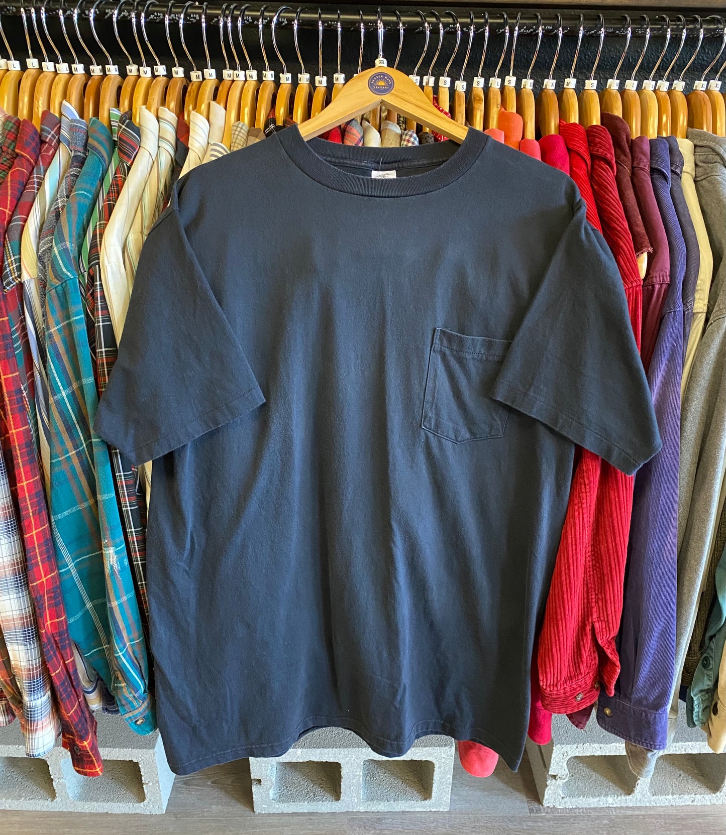 Vintage Early 90’s Black Pocket Tee- Sz 2XL