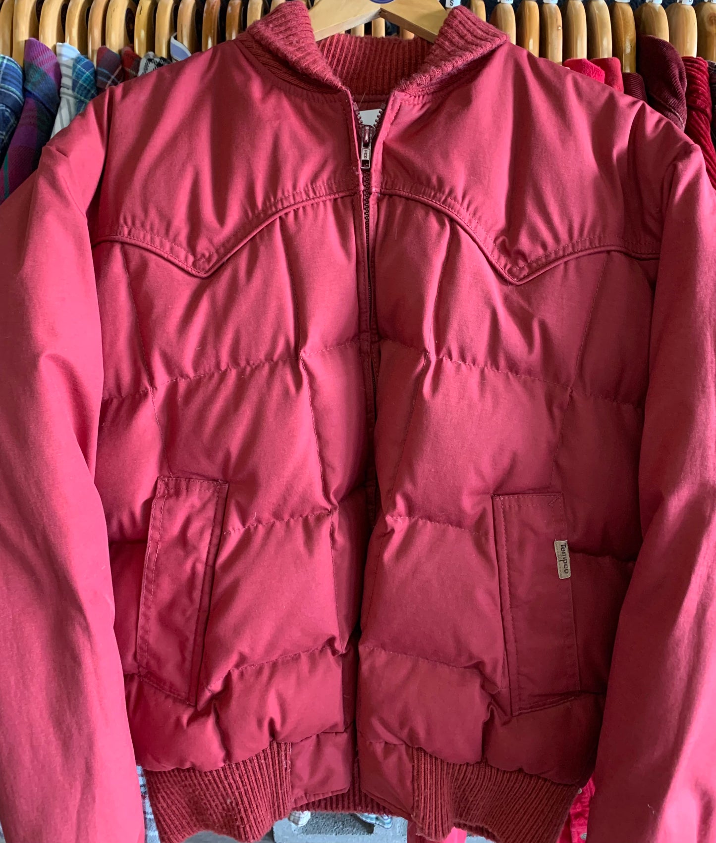 Vintage Down Fill Puffer Bomber Jacket- Sz Lg