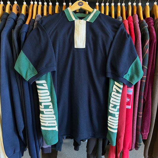 Vintage IZOD Color Block Quart Zip Shirt- Sz Med/Lg