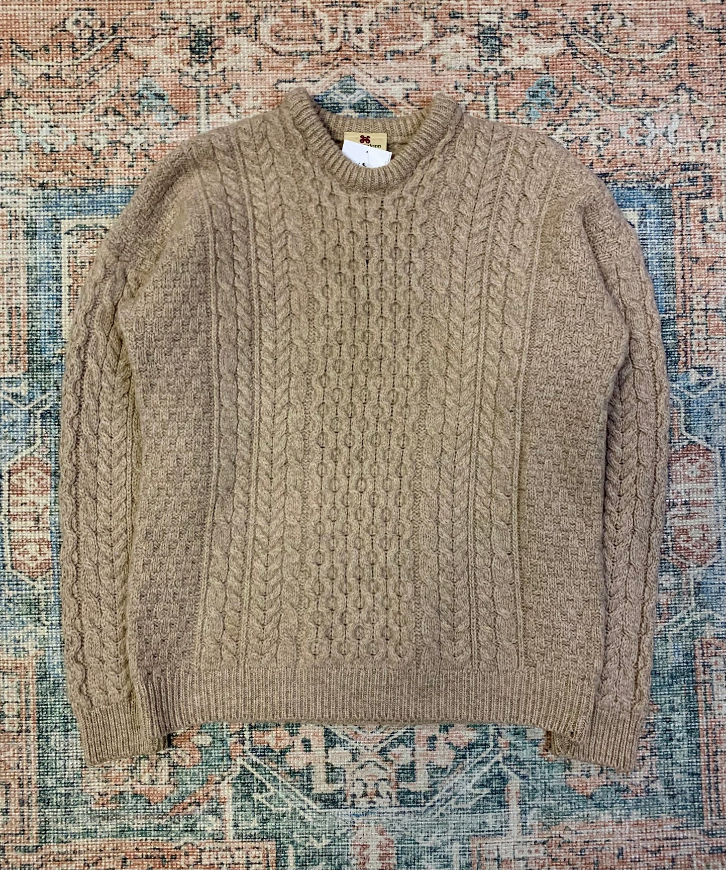 Vintage Wool Knit Irish Fisherman Sweater- Sz Med