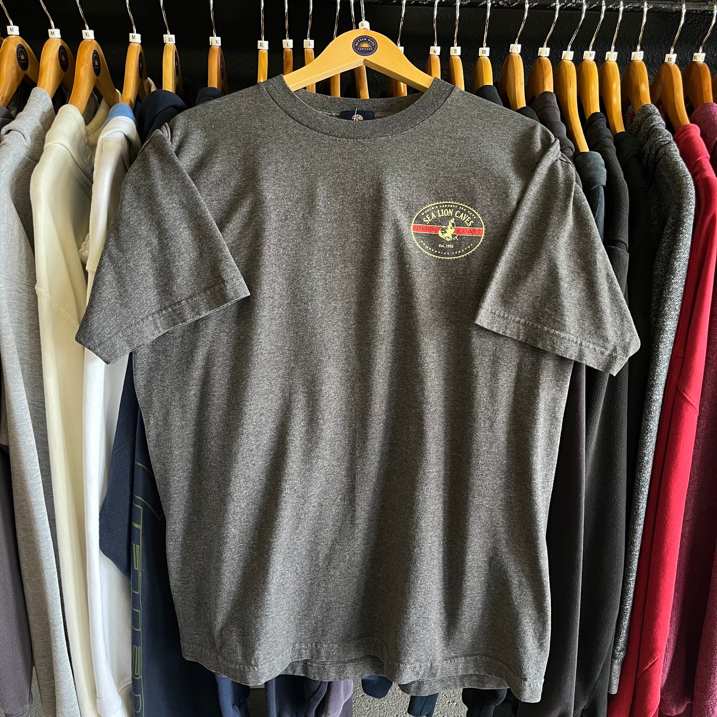 Vintage USA Made Oregon Coast Sea Lion Caves Tee- Sz Lg