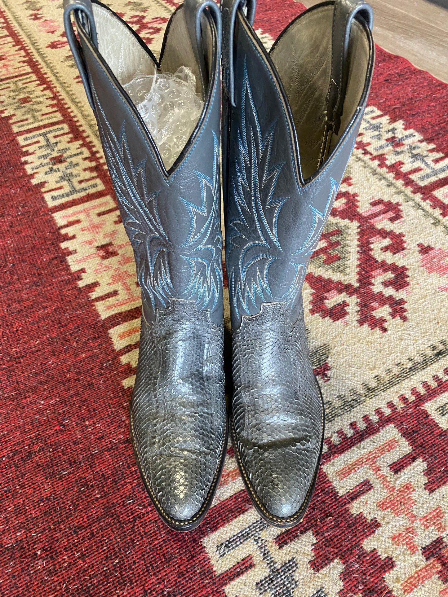 Vintage Exotic Snakeskin Python Leather Western Cowboy Boots- Sz 8M