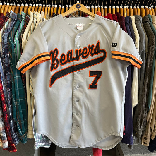 Vintage Game Worn Oregon State Beavers Baseball Jersey- Sz Lg