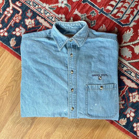 Vintage 90’s Oregon State Denim Overshirt- Sz Sm