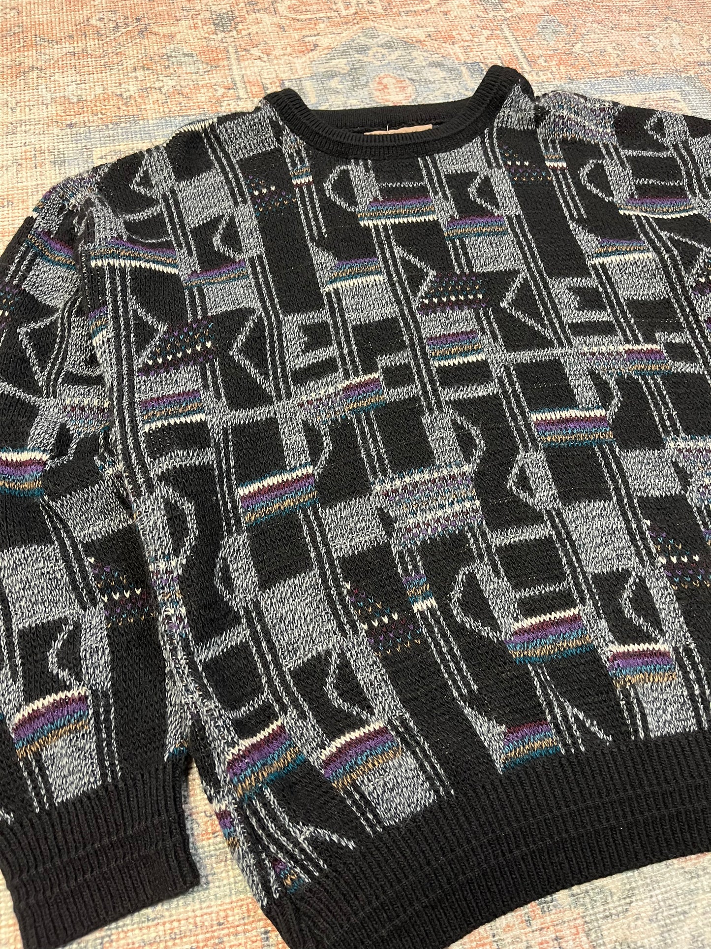 Vintage 80’s Geometric Pattern Sweater- Sz XL