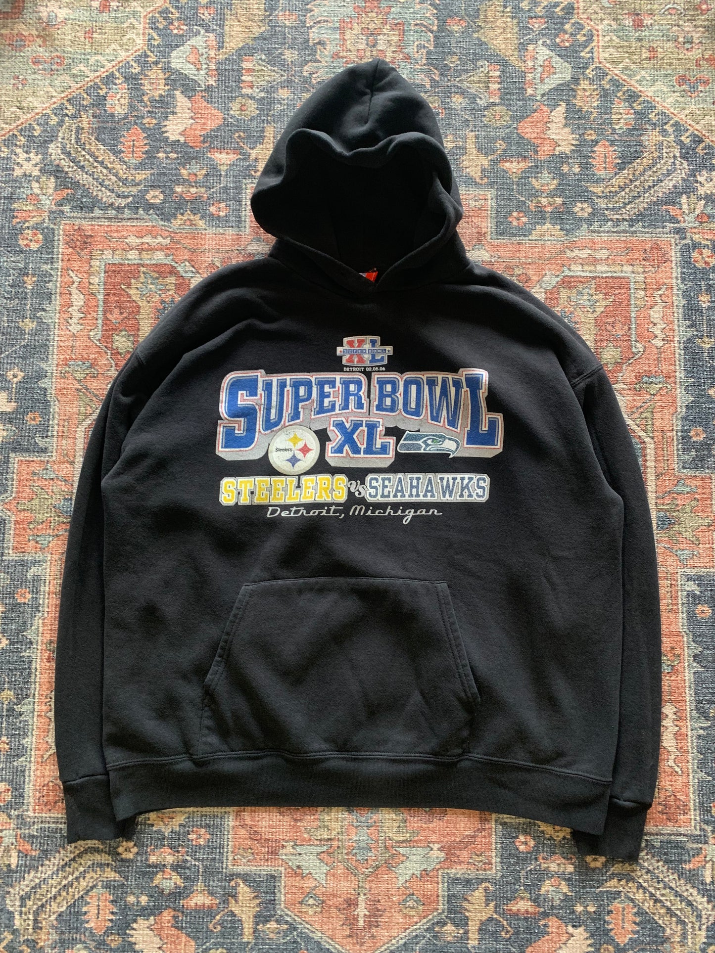 Vintage Seahawks vs Steelers Super Bowl Hoodie- Sz XL