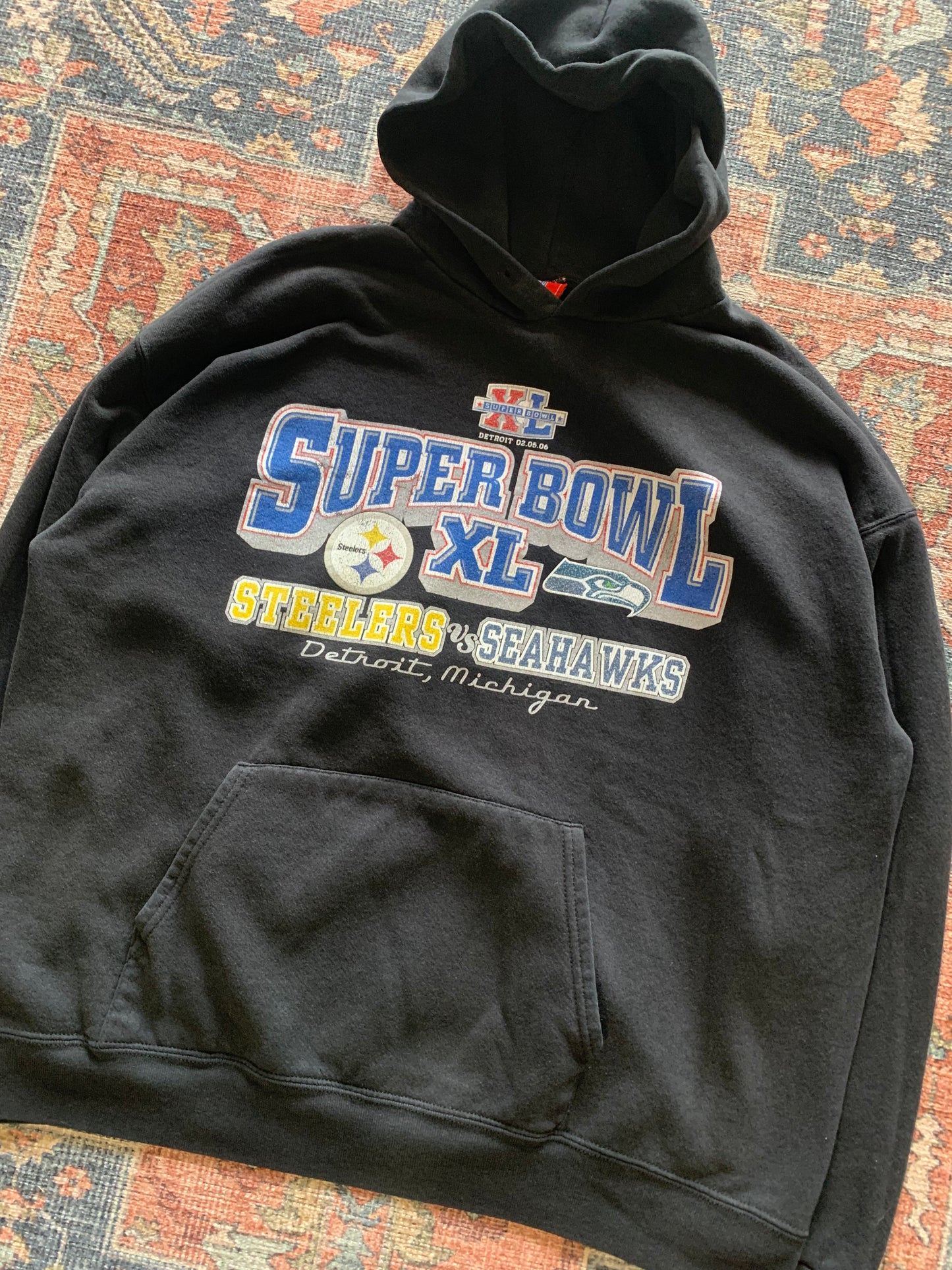 Vintage Seahawks vs Steelers Super Bowl Hoodie- Sz XL